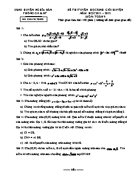 Đề thi tuyển học sinh giỏi huyện Nghĩa Đàn năm học 2011 2012 môn Toán 9